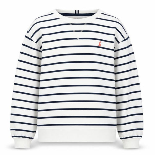 Joules Girls White Striped Sweatshirt Crew Neck 11 Years