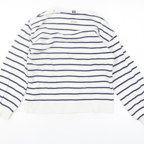 Joules Girls White Striped Sweatshirt Crew Neck 11 Years