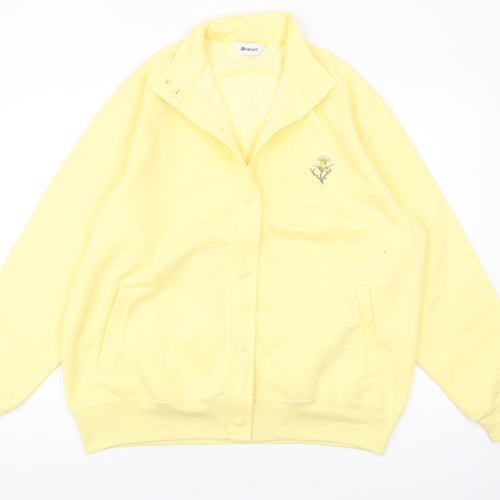 Damart Women's Yellow Cardigan Size 16 Collared Button Casual