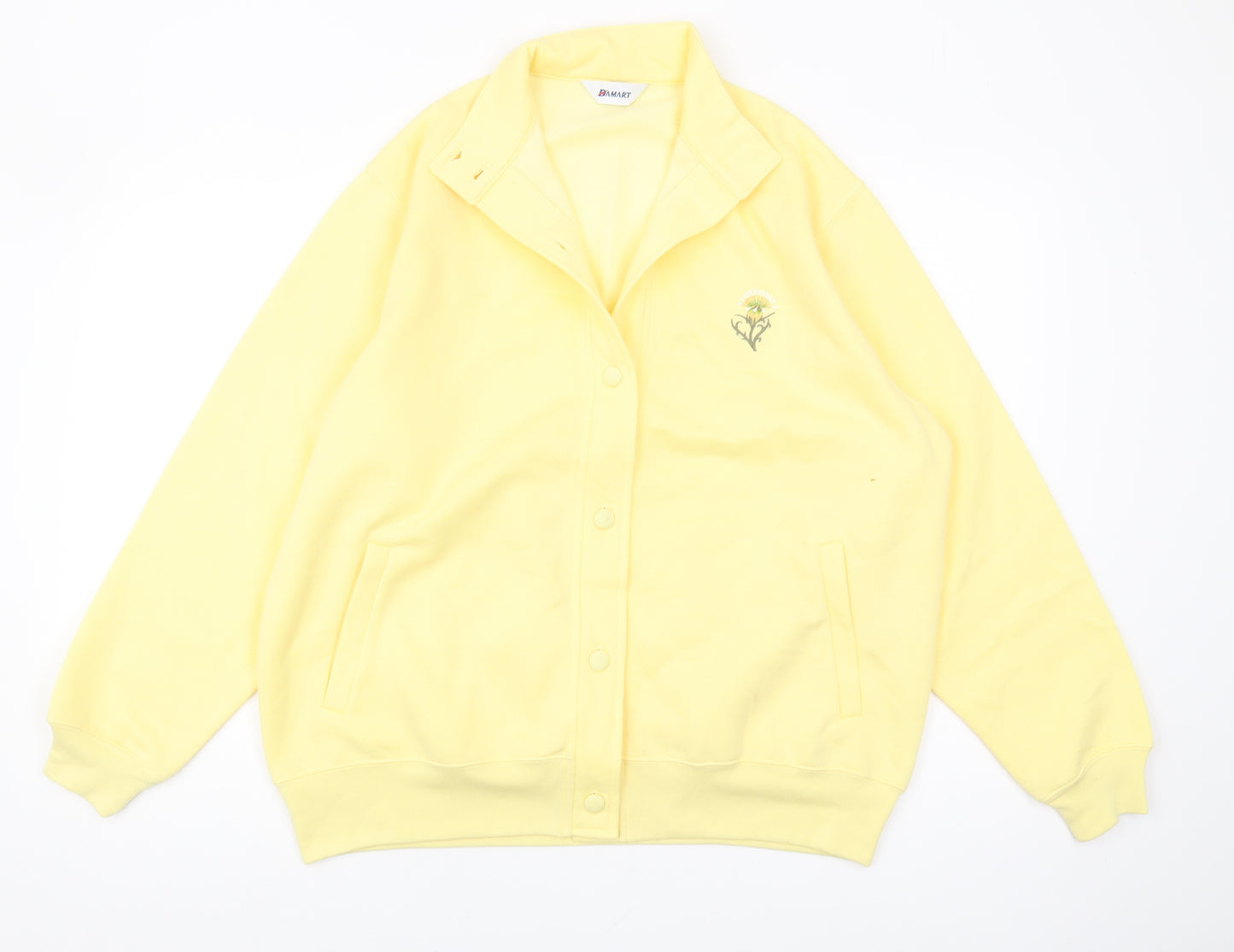 Damart Women's Yellow Cardigan Size 16 Collared Button Casual