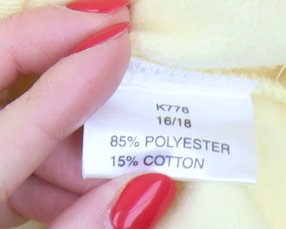 Damart Women's Yellow Cardigan Size 16 Collared Button Casual