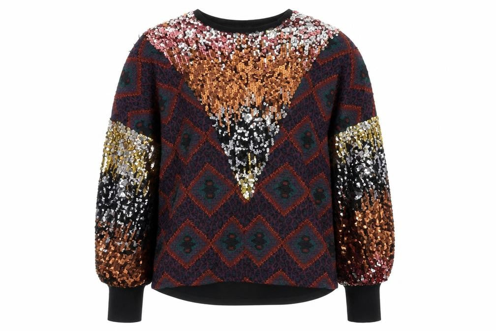 Front view of Zara Women's Black Sequin Pullover Sweatshirt, size 0