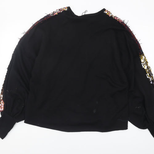 Zara Women's Black Sequin Pullover Sweatshirt Size 0