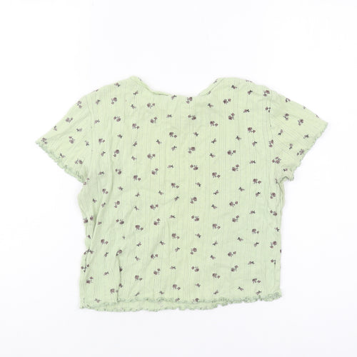 Women's Urban Outfitters Green Floral Short Sleeve T-Shirt