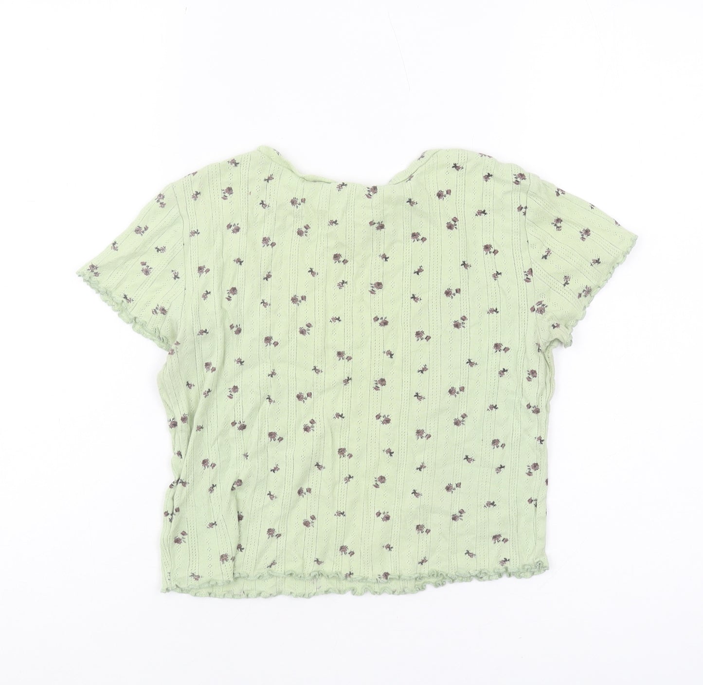 Women's Urban Outfitters Green Floral Short Sleeve T-Shirt