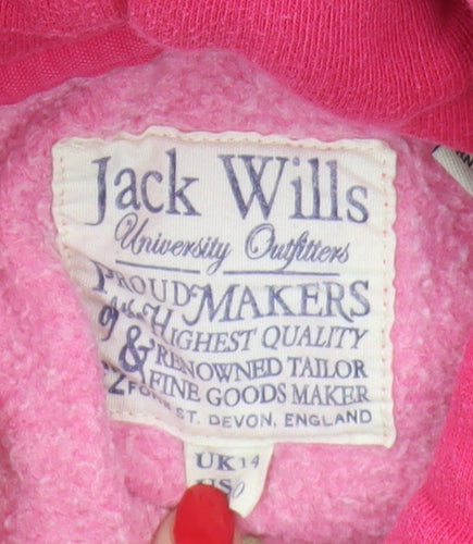 Jack Wills Women’s Pink Pullover Hoodie Size 14 with Logo