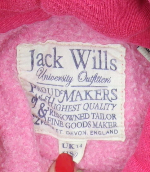 Jack Wills Women’s Pink Pullover Hoodie Size 14 with Logo