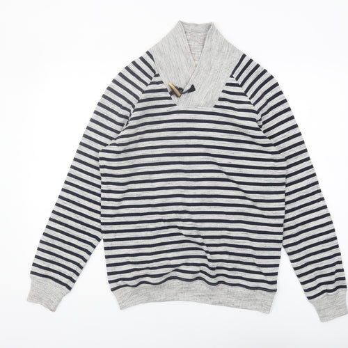 Zara Man Men's Grey Striped Sweatshirt - Size L
