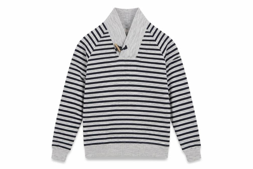 Front view of Zara Man Men's Grey Striped Sweatshirt -, size L