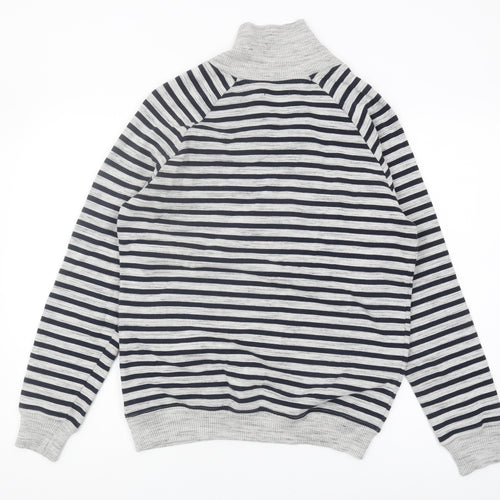 Zara Man Men's Grey Striped Sweatshirt - Size L