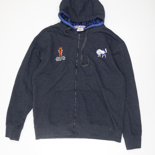 Men's Grey Rugby Hoodie M - World Cup, Full Zip