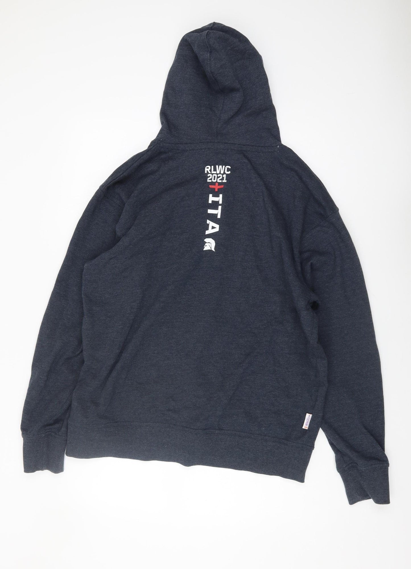 Men's Grey Rugby Hoodie M - World Cup, Full Zip