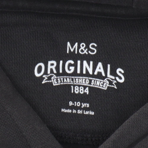 Marks and Spencer Boys Black Hoodie 9-10 Years