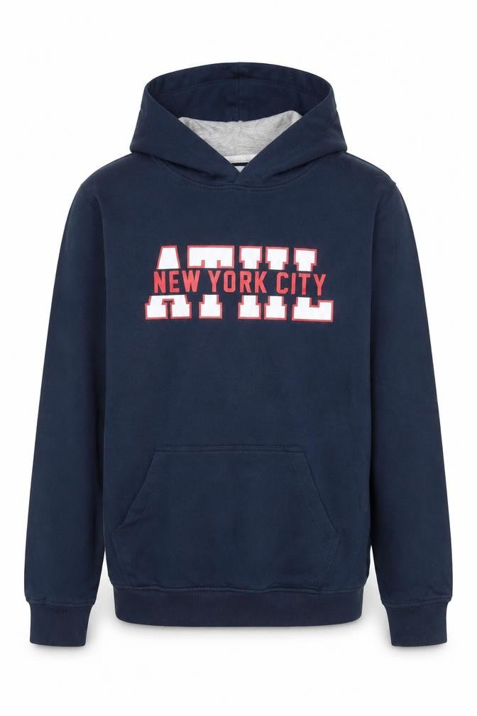 Front view of Terranova boys’ blue pullover hoodie, size 14+ with logo
