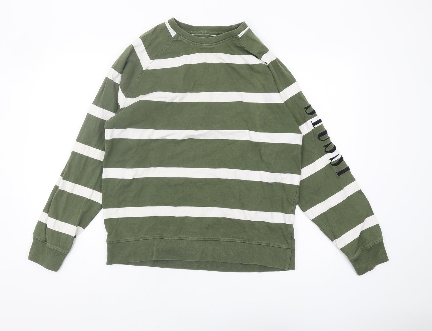Stussy Men's Green Striped Pullover Sweatshirt M
