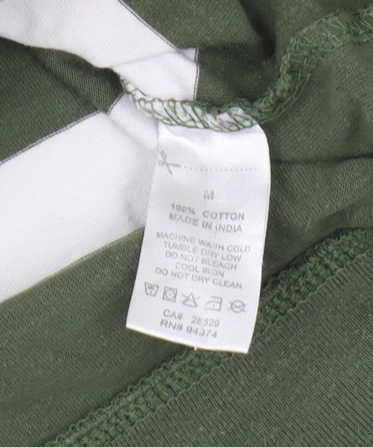 Stussy Men's Green Striped Pullover Sweatshirt M