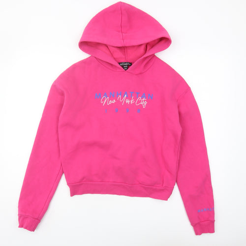 New Look Girls Pink Pullover Hoodie 14-15 Years Cotton Blend