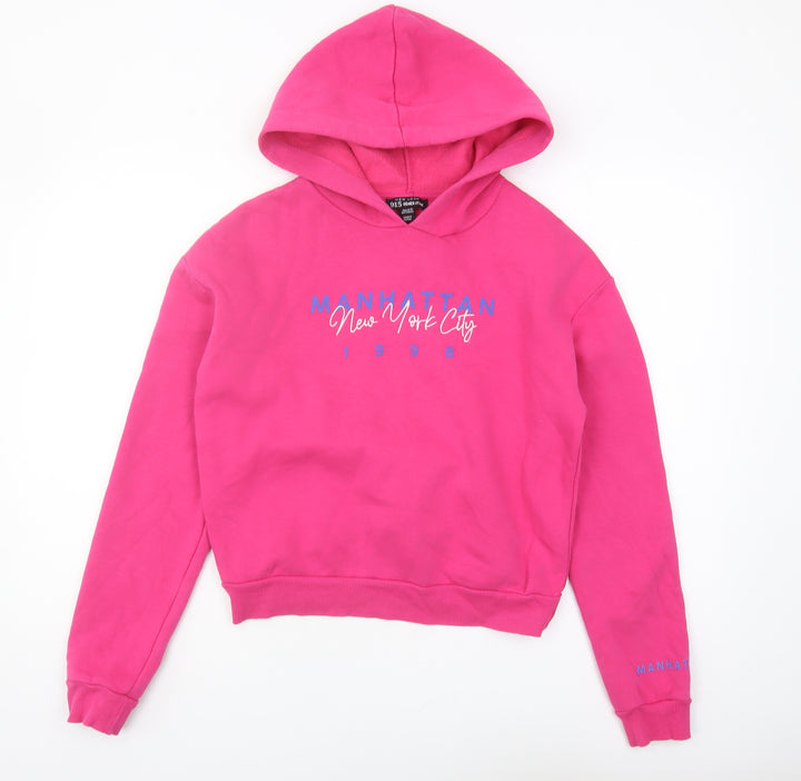 New Look Girls Pink Pullover Hoodie 14-15 Years Cotton Blend