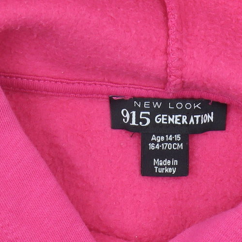 New Look Girls Pink Pullover Hoodie 14-15 Years Cotton Blend