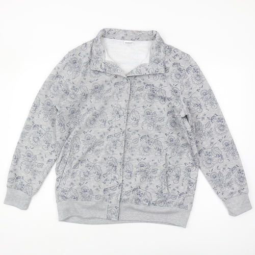 Damart Women's Grey Floral Zip Sweatshirt M