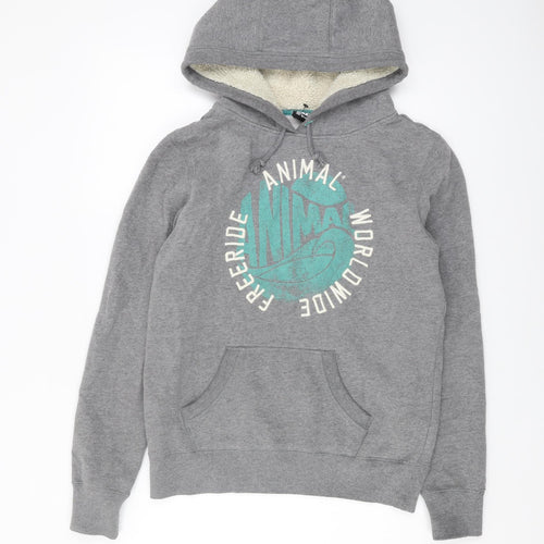 Animal Women's Grey Pullover Hoodie, Size 10, Casual Logo Design