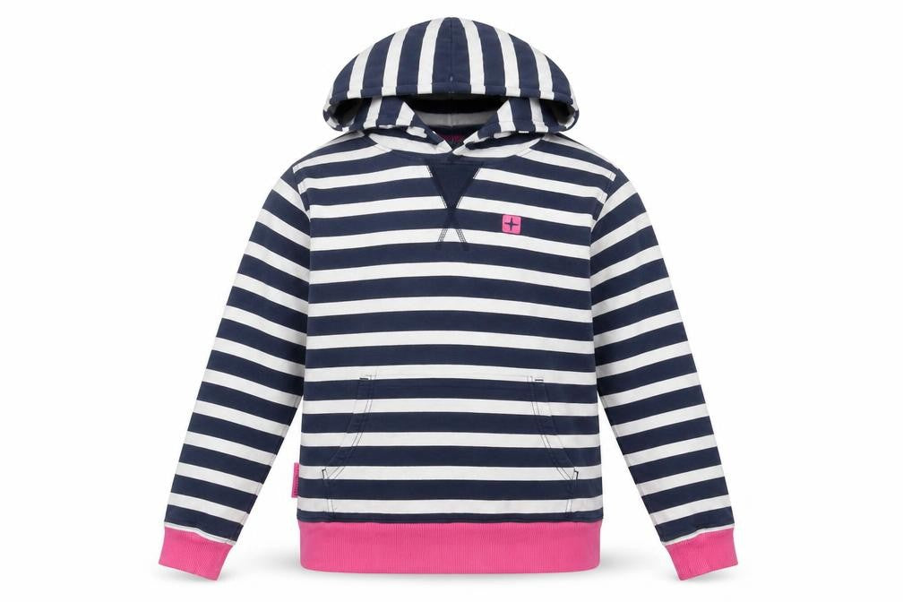 Front view of Mountain Warehouse girls’ striped hoodie, multi, 13 years