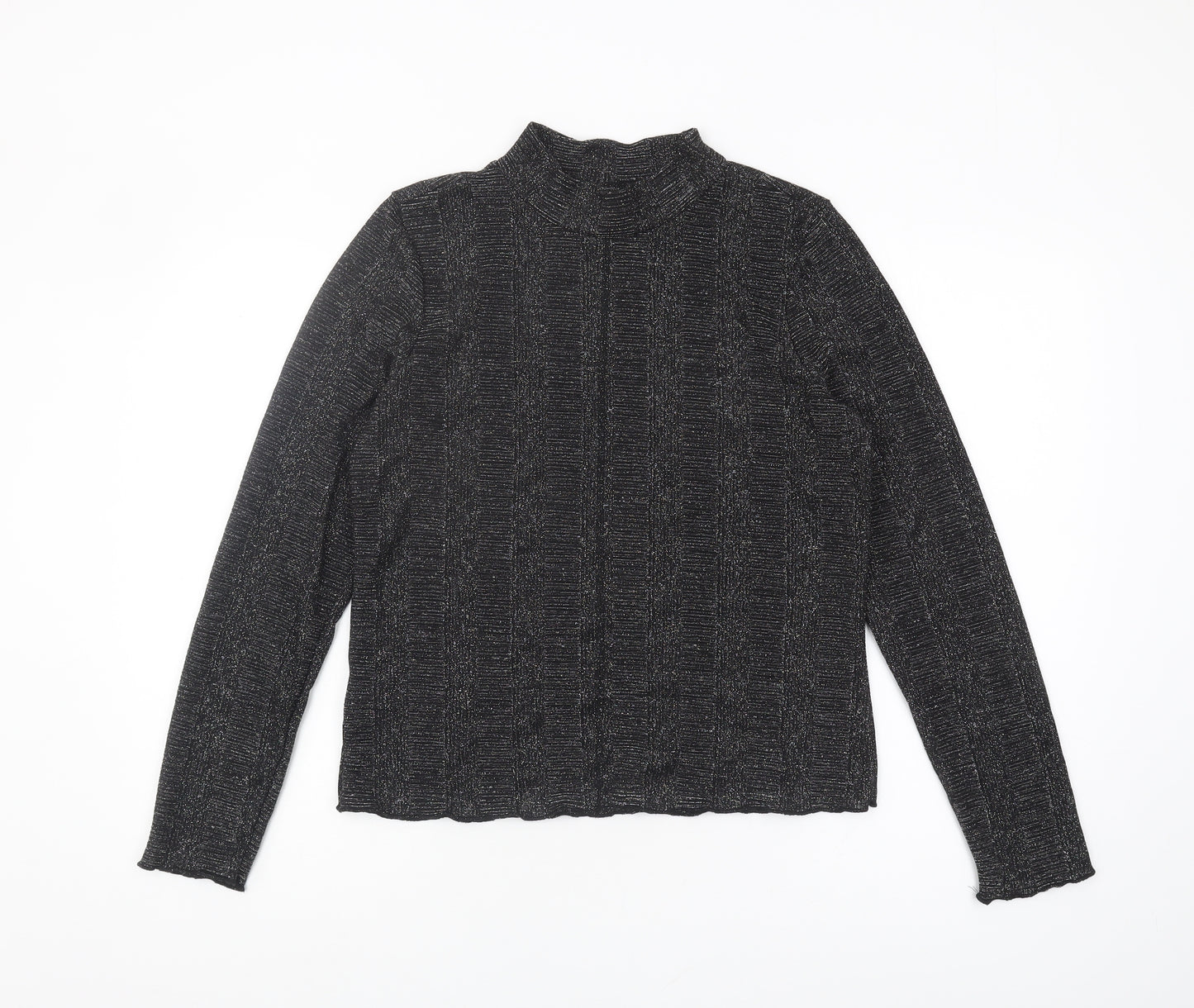 Next Women's Black Long Sleeve High Neck Top Size 16