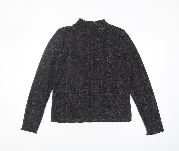 Next Women's Black Long Sleeve High Neck Top Size 16