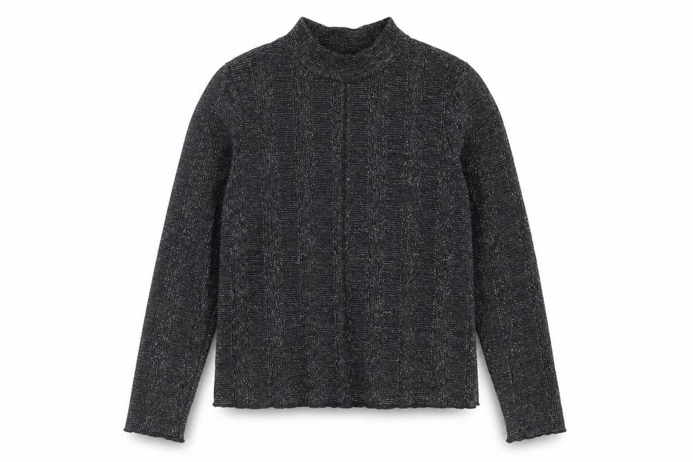 Front view of Next Women's Black Long Sleeve High Neck Top, size 16