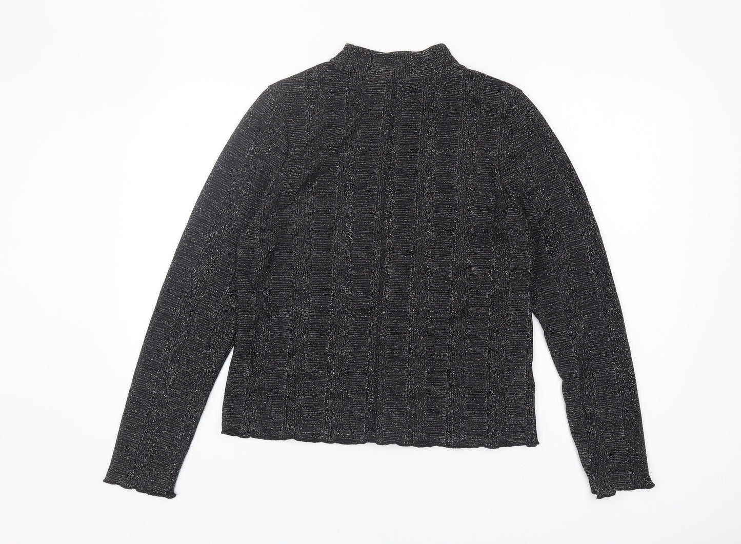 Next Women's Black Long Sleeve High Neck Top Size 16