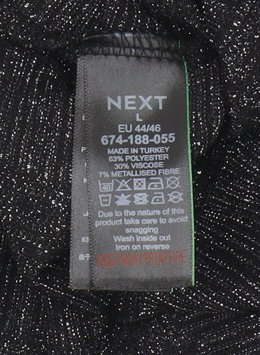 Next Women's Black Long Sleeve High Neck Top Size 16