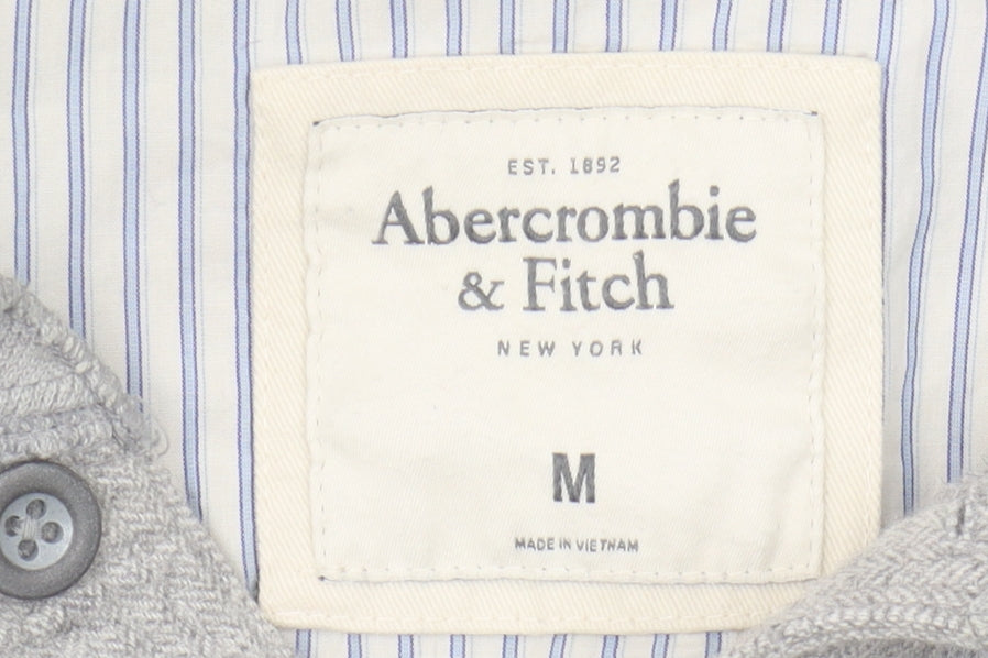 Abercrombie & Fitch Grey Long Sleeve Henley T-Shirt, M