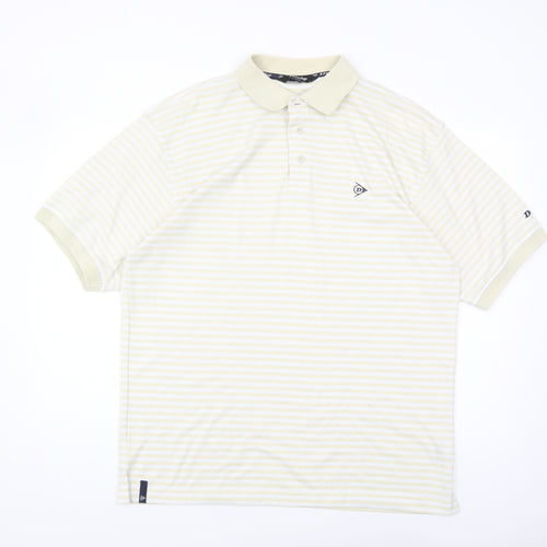 Dunlop Men's XL White Striped Polo Shirt - Casual Golf Style