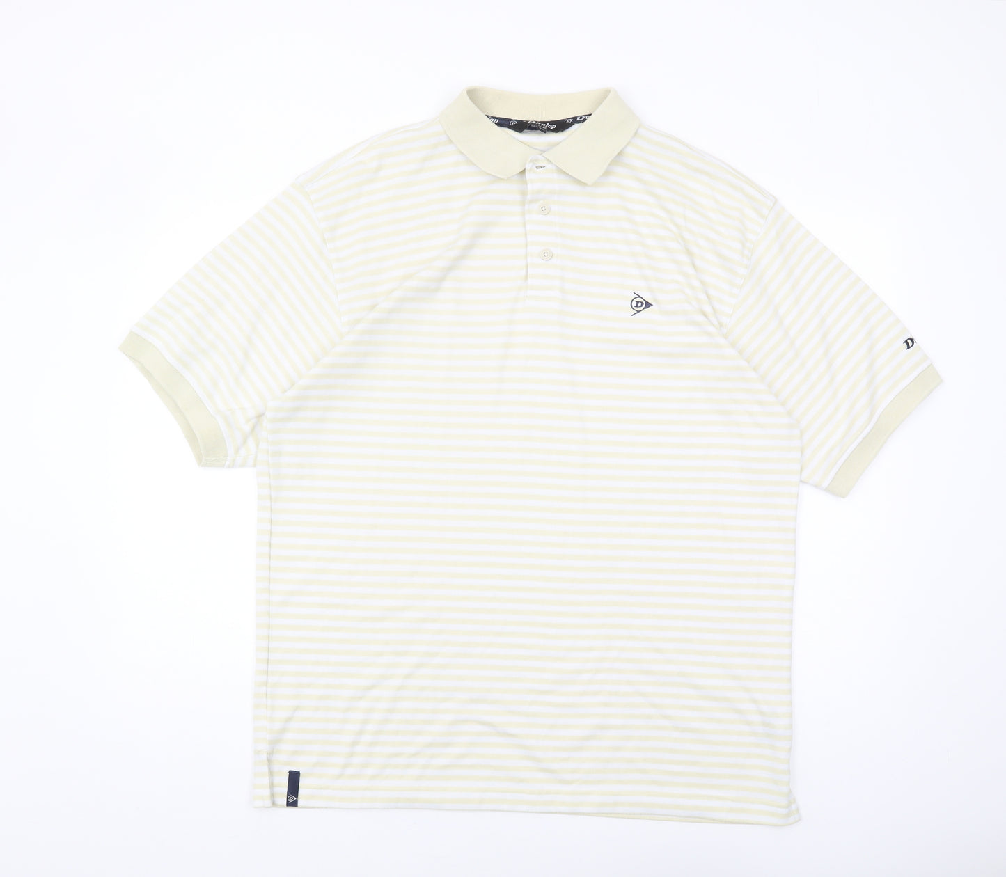 Dunlop Men's XL White Striped Polo Shirt - Casual Golf Style