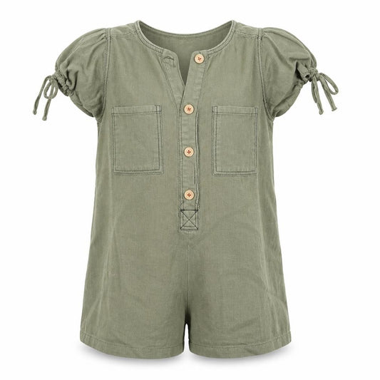 Zara Girls Green Romper, 2-3 Years, Short Sleeve, Buttoned