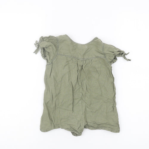 Zara Girls Green Romper, 2-3 Years, Short Sleeve, Buttoned
