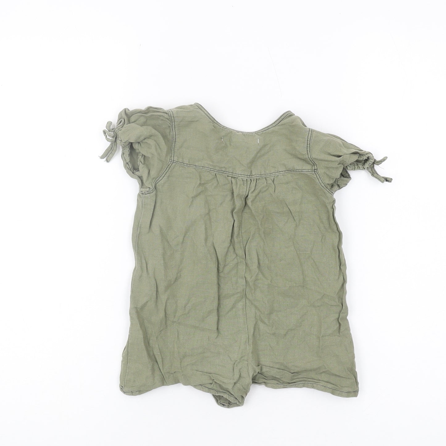 Zara Girls Green Romper, 2-3 Years, Short Sleeve, Buttoned