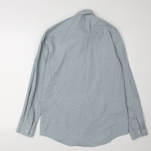 Marks and Spencer Men's Blue Geometric Long Sleeve Shirt