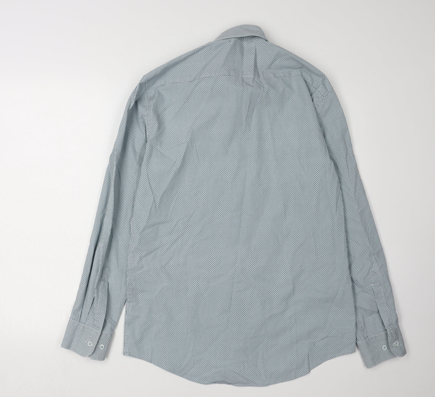 Marks and Spencer Men's Blue Geometric Long Sleeve Shirt