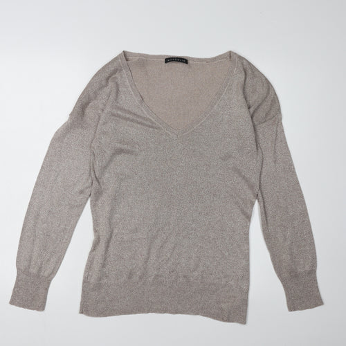 Mandolin Women's Beige V-Neck Pullover Jumper Size 12