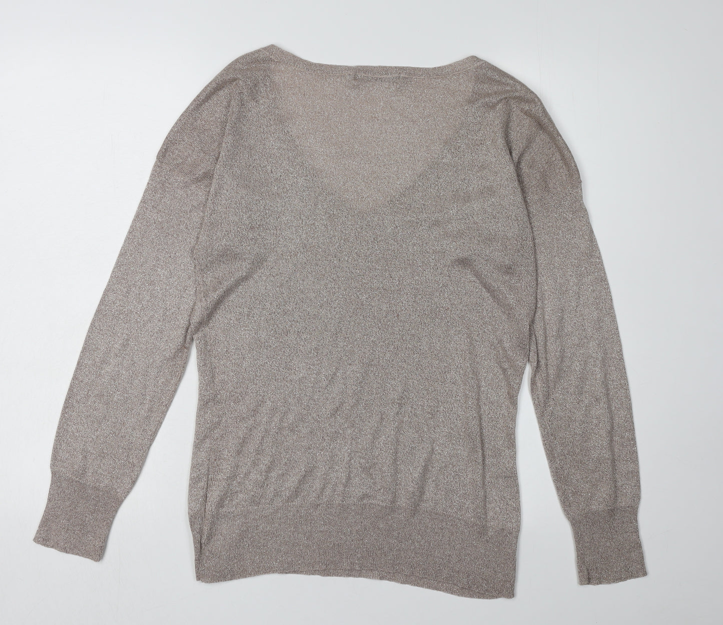 Mandolin Women's Beige V-Neck Pullover Jumper Size 12