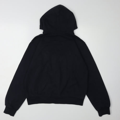 Duffer Women's Black Hoodie Size 12 Logo Zip Casual