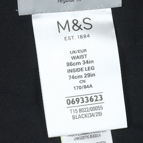 Marks and Spencer Men's Black Trousers, Size 34