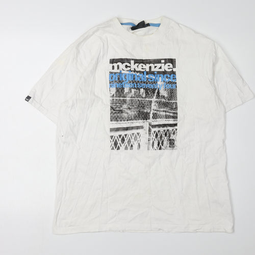 McKenzie Men's Graphic White T-Shirt Size L