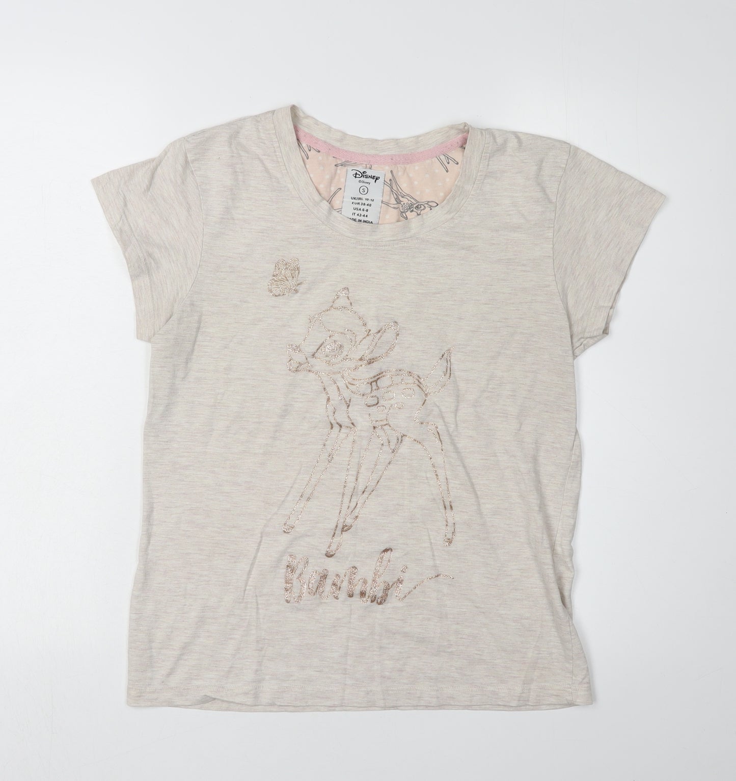 Disney Women Beige Bambi Pyjama Top Size S