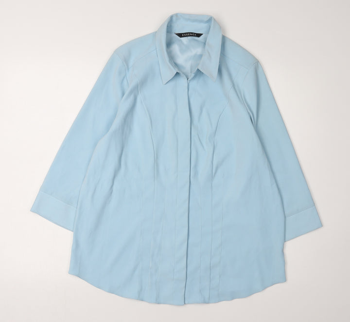 Essence Women's Blue Blouse - UK 16, Casual, Collared