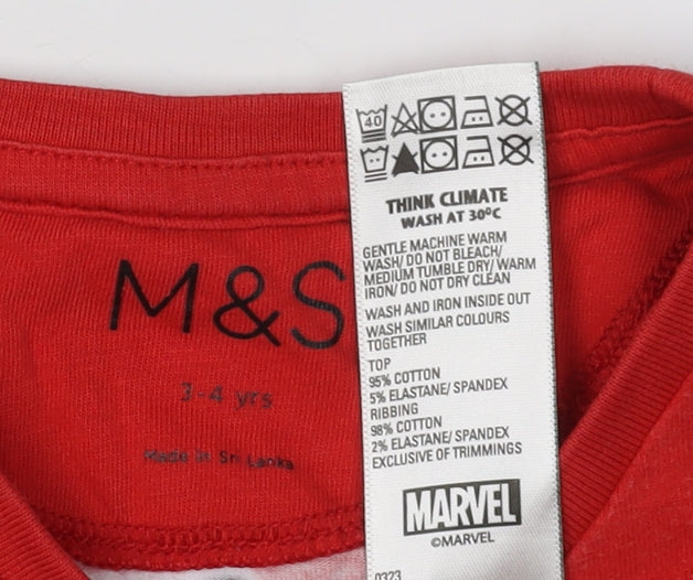 Marks and Spencer Spider-Man Boys Red Pyjama Top 3-4 Years