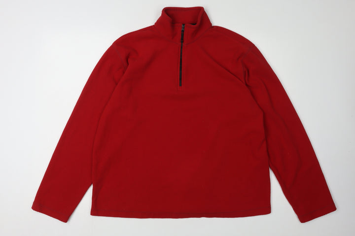 Lands' End Men's Red Fleece 1/4 Zip Sweatshirt M