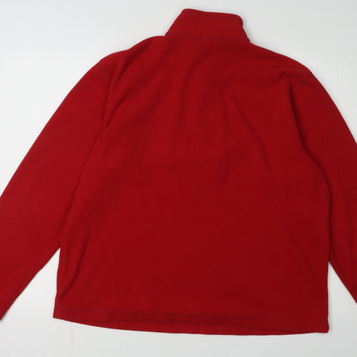 Lands' End Men's Red Fleece 1/4 Zip Sweatshirt M