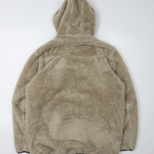 Uniqlo Women's Beige Hooded Jacket Size L Fleece Winter